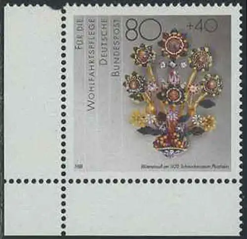 BUND 1988 Michel-Nummer 1386 postfrisch EINZELMARKE ECKRAND unten links