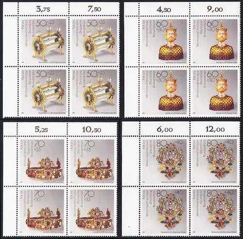 BUND 1988 Michel-Nummer 1383-1386 postfrisch SATZ(4) BLÖCKE ECKRAND oben links
