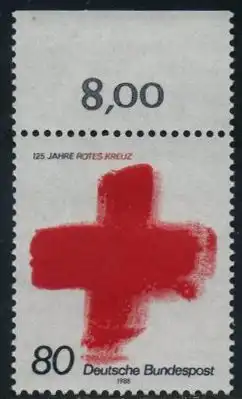 BUND 1988 Michel-Nummer 1387 postfrisch EINZELMARKE RAND oben (a)