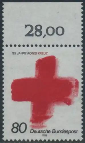 BUND 1988 Michel-Nummer 1387 postfrisch EINZELMARKE RAND oben (c)
