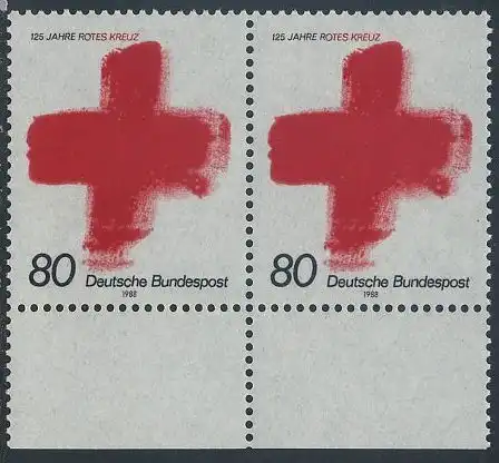 BUND 1988 Michel-Nummer 1387 postfrisch horiz.PAAR RAND unten