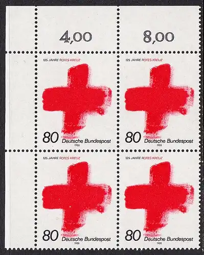 BUND 1988 Michel-Nummer 1387 postfrisch BLOCK ECKRAND oben links