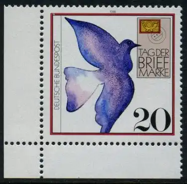 BUND 1988 Michel-Nummer 1388 postfrisch EINZELMARKE ECKRAND unten links