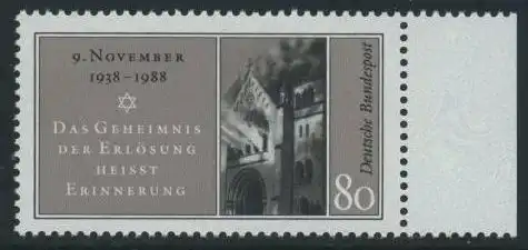 BUND 1988 Michel-Nummer 1389 postfrisch EINZELMARKE RAND rechts