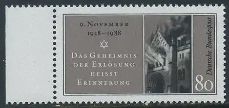 BUND 1988 Michel-Nummer 1389 postfrisch EINZELMARKE RAND links
