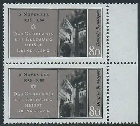 BUND 1988 Michel-Nummer 1389 postfrisch vert.PAAR RAND rechts