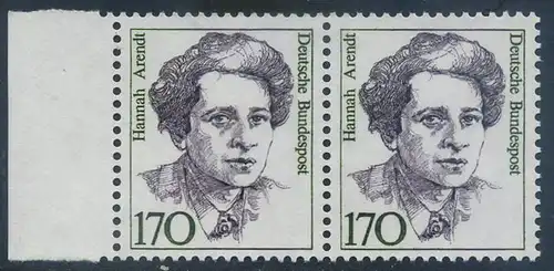 BUND 1988 Michel-Nummer 1391 postfrisch horiz.PAAR RAND links