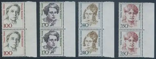 BUND 1988 Michel-Nummer 1390-1393 postfrisch SATZ(4) vert.PAARE RÄNDER rechts 