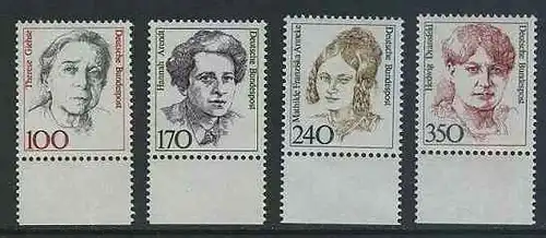 BUND 1988 Michel-Nummer 1390-1393 postfrisch SATZ(4) EINZELMARKEN RÄNDER unten