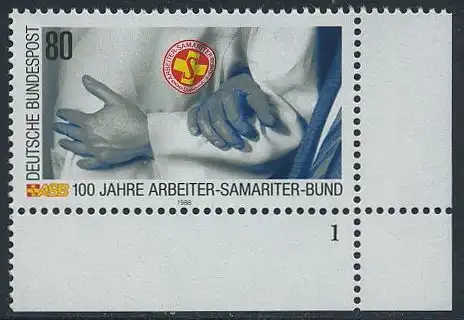 BUND 1988 Michel-Nummer 1394 postfrisch EINZELMARKE ECKRAND unten rechts (FN/a)