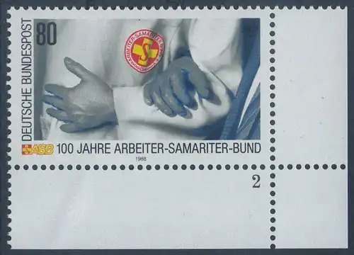 BUND 1988 Michel-Nummer 1394 postfrisch EINZELMARKE ECKRAND unten rechts (FN/b)