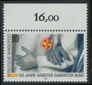 BUND 1988 Michel-Nummer 1394 postfrisch EINZELMARKE RAND oben