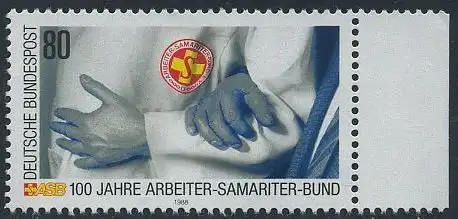 BUND 1988 Michel-Nummer 1394 postfrisch EINZELMARKE RAND rechts
