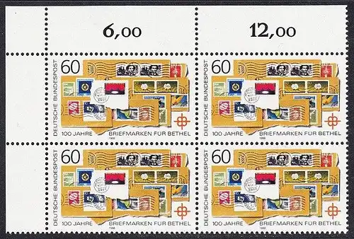BUND 1988 Michel-Nummer 1395 postfrisch BLOCK ECKRAND oben links