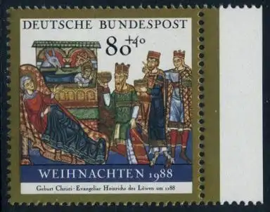 BUND 1988 Michel-Nummer 1396 postfrisch EINZELMARKE RAND rechts