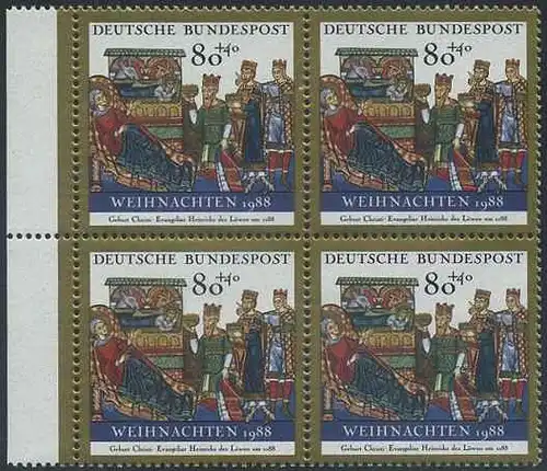 BUND 1988 Michel-Nummer 1396 postfrisch BLOCK RÄNDER links