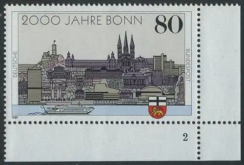 BUND 1989 Michel-Nummer 1402 postfrisch EINZELMARKE ECKRAND unten rechts (FN)