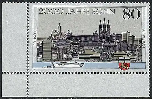 BUND 1989 Michel-Nummer 1402 postfrisch EINZELMARKE ECKRAND unten links