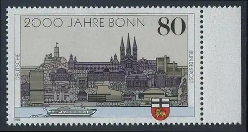 BUND 1989 Michel-Nummer 1402 postfrisch EINZELMARKE RAND rechts