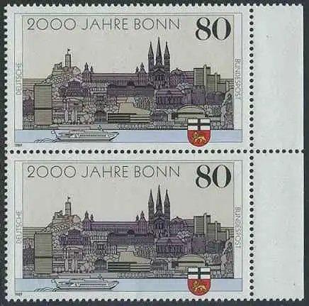 BUND 1989 Michel-Nummer 1402 postfrisch vert.PAAR RAND rechts