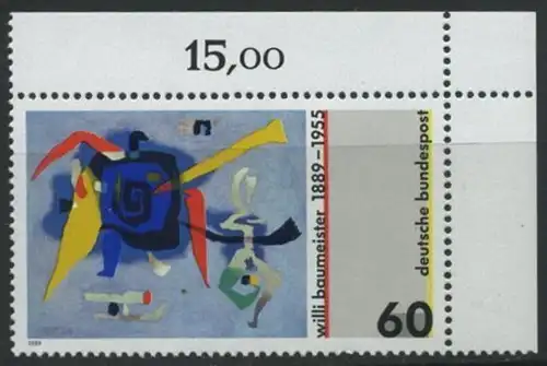BUND 1989 Michel-Nummer 1403 postfrisch EINZELMARKE ECKRAND oben rechts