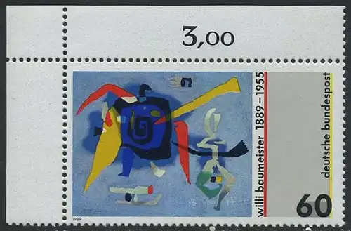 BUND 1989 Michel-Nummer 1403 postfrisch EINZELMARKE ECKRAND oben links