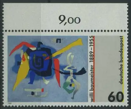 BUND 1989 Michel-Nummer 1403 postfrisch EINZELMARKE RAND oben (a)