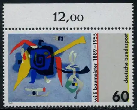 BUND 1989 Michel-Nummer 1403 postfrisch EINZELMARKE RAND oben (b)