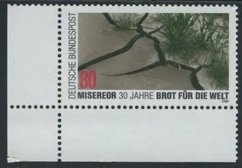 BUND 1989 Michel-Nummer 1404 postfrisch EINZELMARKE ECKRAND unten links