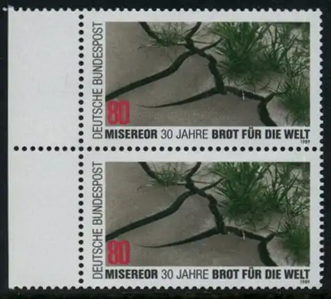 BUND 1989 Michel-Nummer 1404 postfrisch vert.PAAR RAND links