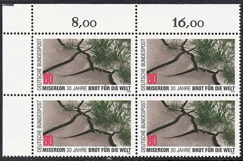 BUND 1989 Michel-Nummer 1404 postfrisch BLOCK ECKRAND oben links