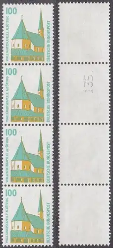 BUND 1989 Michel-Nummer 1406 postfrisch vert.STRIP(4) m/ rücks.Rollennummer 135