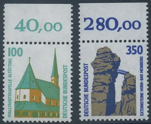 BUND 1989 Michel-Nummer 1406-1407 postfrisch SATZ(2) EINZELMARKEN RÄNDER oben (d)