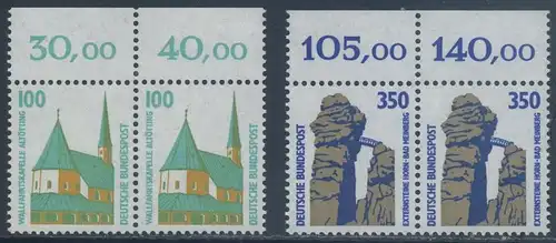 BUND 1989 Michel-Nummer 1406-1407 postfrisch SATZ(2) horiz.PAARE RÄNDER oben 