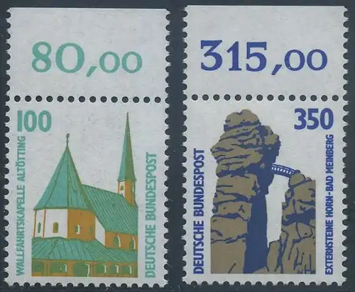 BUND 1989 Michel-Nummer 1406-1407 postfrisch SATZ(2) EINZELMARKEN RÄNDER oben (c)