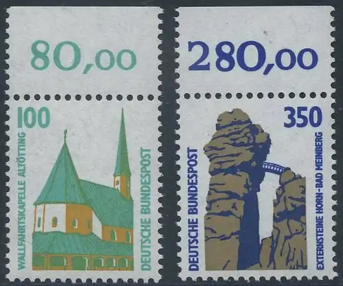 BUND 1989 Michel-Nummer 1406-1407 postfrisch SATZ(2) EINZELMARKEN RÄNDER oben (b)