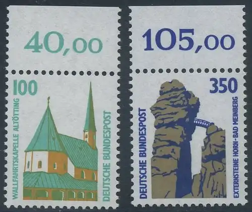 BUND 1989 Michel-Nummer 1406-1407 postfrisch SATZ(2) EINZELMARKEN RÄNDER oben (a)