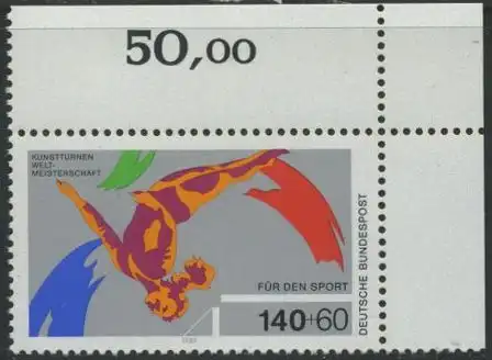 BUND 1989 Michel-Nummer 1409 postfrisch EINZELMARKE ECKRAND oben rechts