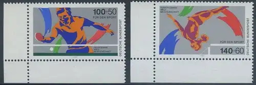 BUND 1989 Michel-Nummer 1408-1409 postfrisch SATZ(2) EINZELMARKEN ECKRÄNDER unten links