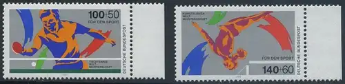 BUND 1989 Michel-Nummer 1408-1409 postfrisch SATZ(2) EINZELMARKEN RÄNDER rechts