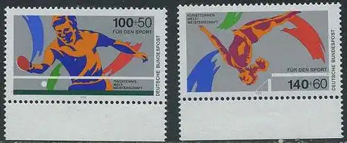 BUND 1989 Michel-Nummer 1408-1409 postfrisch SATZ(2) EINZELMARKEN RÄNDER unten