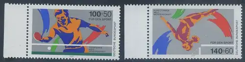 BUND 1989 Michel-Nummer 1408-1409 postfrisch SATZ(2) EINZELMARKEN RÄNDER links