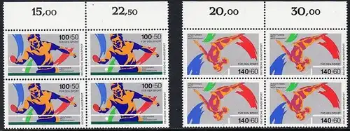 BUND 1989 Michel-Nummer 1408-1409 postfrisch SATZ(2) BLÖCKE RÄNDER oben