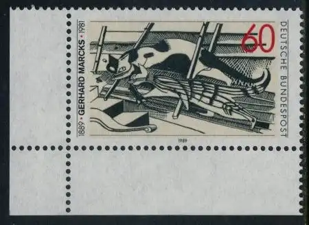 BUND 1989 Michel-Nummer 1410 postfrisch EINZELMARKE ECKRAND unten links