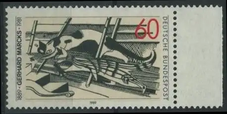 BUND 1989 Michel-Nummer 1410 postfrisch EINZELMARKE RAND rechts