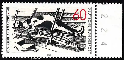 BUND 1989 Michel-Nummer 1410 postfrisch EINZELMARKE RAND rechts (BZ/a)