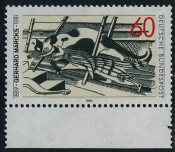 BUND 1989 Michel-Nummer 1410 postfrisch EINZELMARKE RAND unten