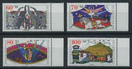 BUND 1989 Michel-Nummer 1411-1414 postfrisch SATZ(4) EINZELMARKEN RÄNDER rechts