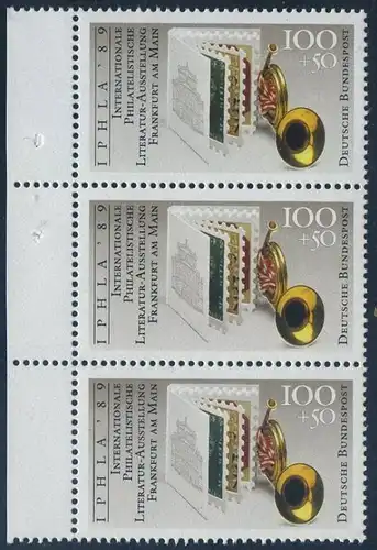 BUND 1989 Michel-Nummer 1415 postfrisch vert.STRIP(3) RAND links