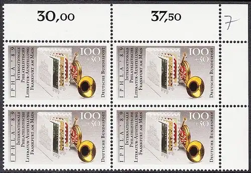 BUND 1989 Michel-Nummer 1415 postfrisch BLOCK ECKRAND oben rechts